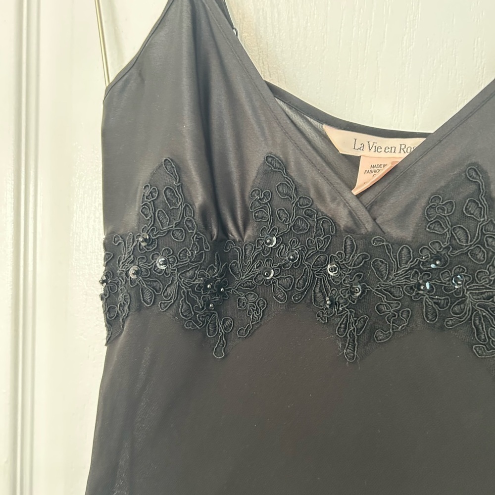 La Vie En Rose Black Slip Dress - Picture 3 of 9